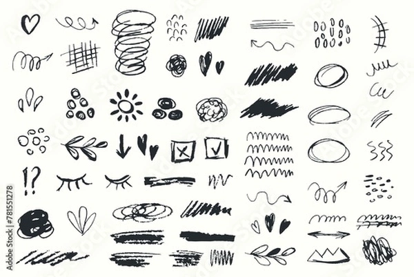 Fototapeta Crayon Lines Strokes Doodle Pencil Lines Grunge Chalk Drawings Hand Drawn Crayon Strokes 3