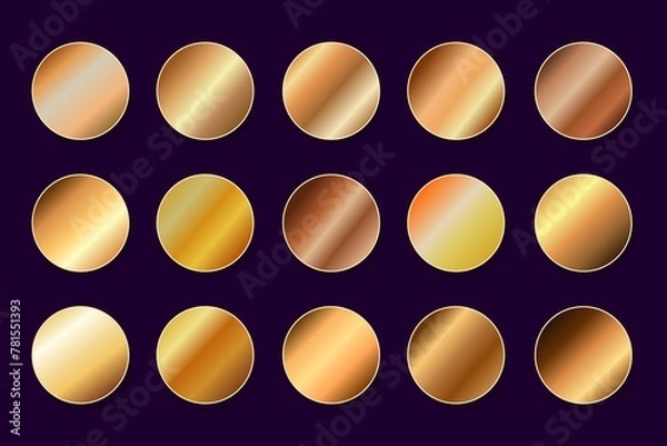 Fototapeta Gold Gradient Set Metallic Golden Gradients Collection Swatches 4
