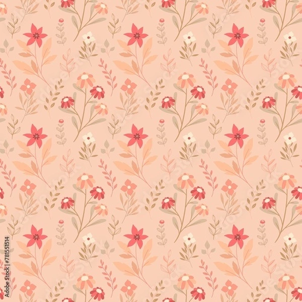 Obraz Peach Fuzz Romantic Ditsy Floral Pastel Colored Pattern