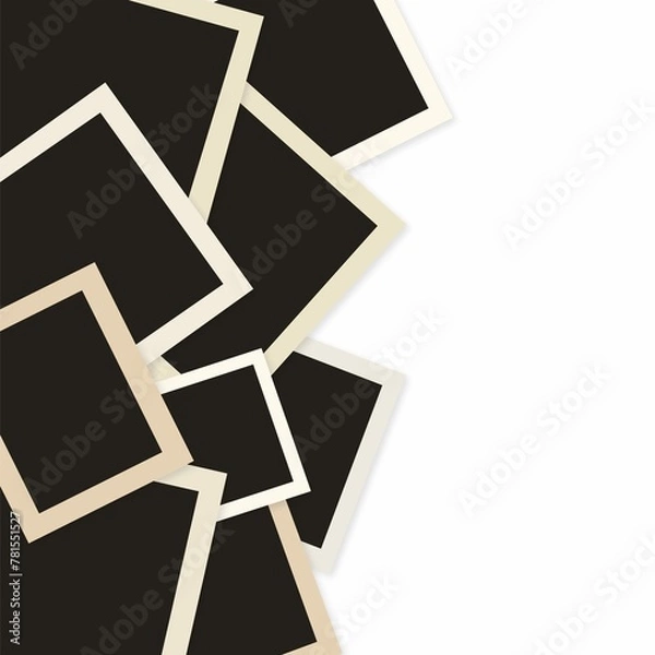 Fototapeta Realistic Photo Frames Pile With Many Photos Background Margins