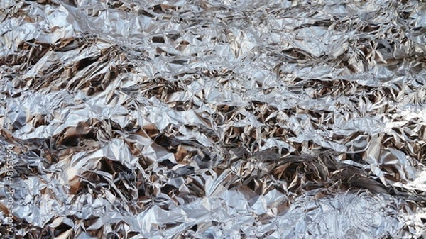 Fototapeta Silver Crumpled Foil Texture Background 2