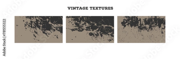 Fototapeta Vintage Textures, set of three vintage texture background, old and damaged background, Vector
