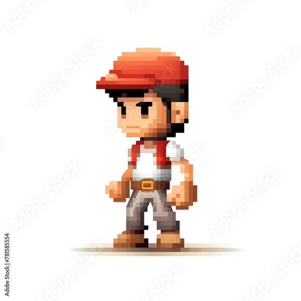 Obraz Illustrated Pixel cartoon character with white background, 8 bit Pixel character, 8 bit character, pixel character