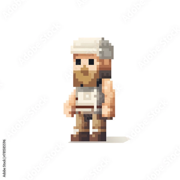 Obraz Illustrated Pixel cartoon character with white background, 8 bit Pixel character, 8 bit character, pixel character