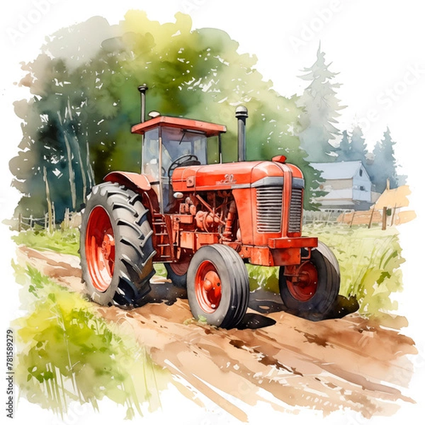 Fototapeta tractor in a field
