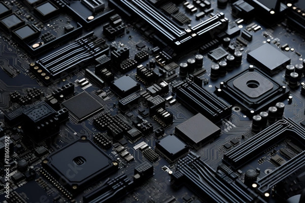 Obraz Computer Chips and Hardware Components on a Computer Wall