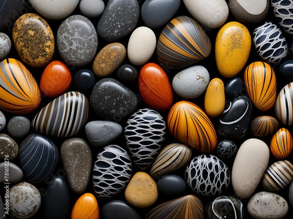 Fototapeta Abstract patterns adorn various natural stones