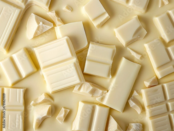Fototapeta White chocolate from top down view