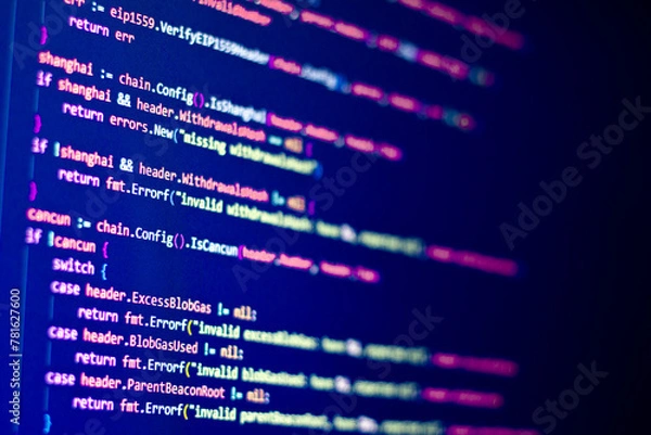 Obraz Backend coding with go and java. Can be used as background and banner.