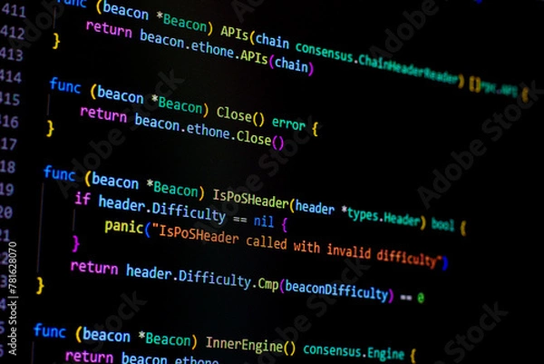 Obraz Programmer is developing with go code. Can be used as technology background.