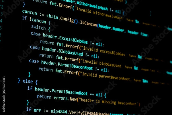 Obraz Programmer is developing with go code. Can be used as technology background.