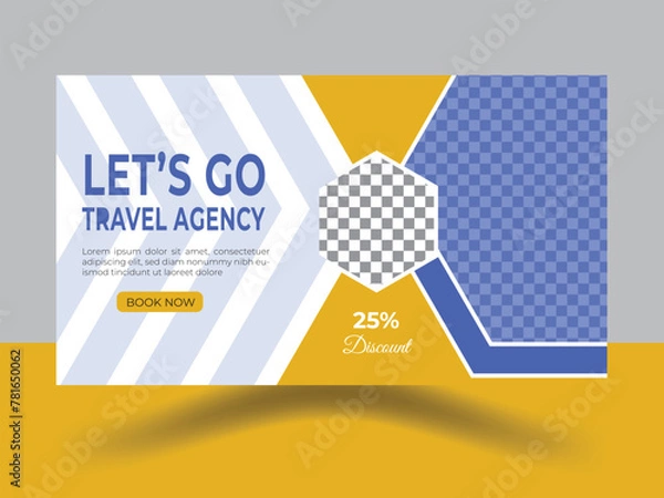 Fototapeta Travel youtube thumbnail or video thumbnail cover banner social media post and web banner template.