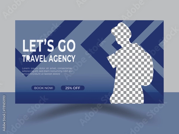 Fototapeta Travel youtube thumbnail or video thumbnail cover banner social media post and web banner template.