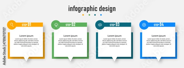 Fototapeta Infographics template. timeline with 4 steps, options. can be used for workflow diagram, info chart, web design. vector illustration.