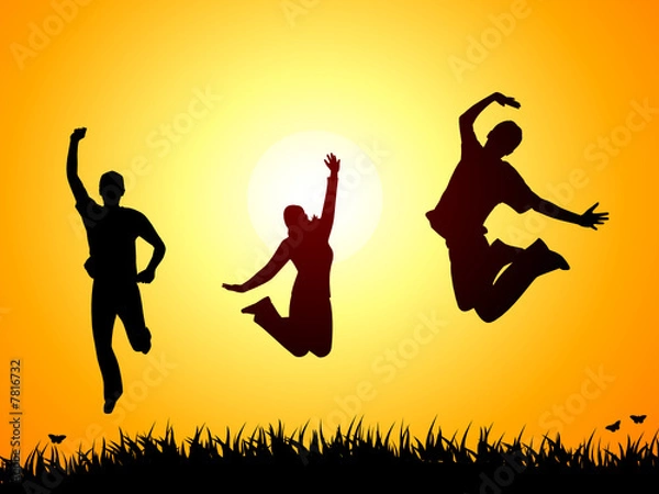 Obraz Happy friends jumping