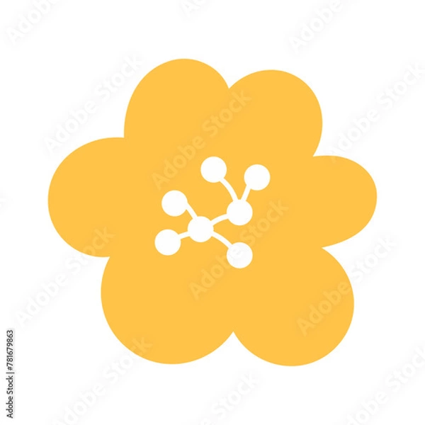 Obraz Hand drawn spring flower on white background