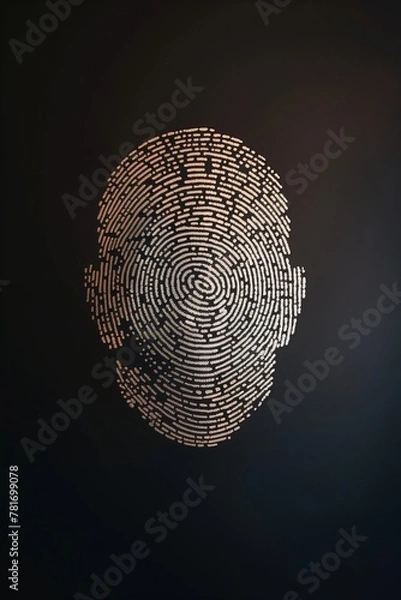 Obraz A face is shown in a circle with a fingerprint on it