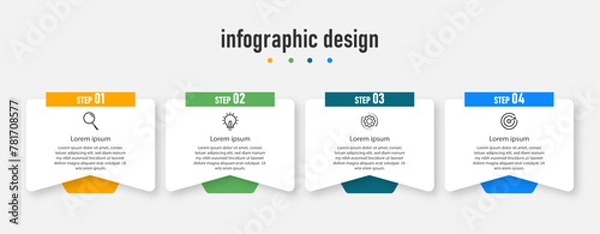 Obraz Creative concept for infographic with 4 steps. options can be used for workflow diagram, info chart, web design. vector illustration.