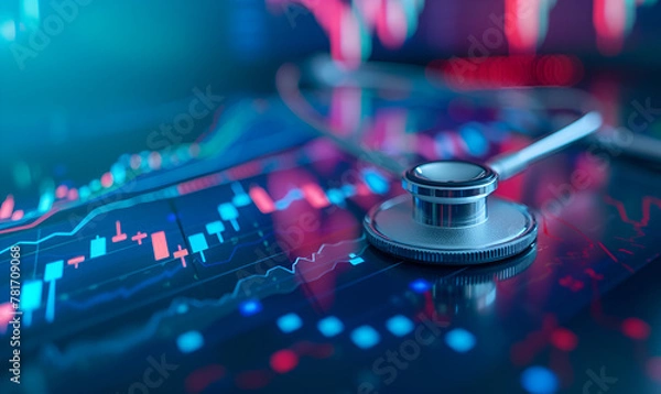 Obraz Healthcare Medical Wellness Sector with Stock Price Chart