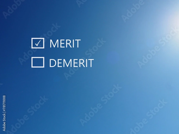 Obraz メリットデメリットの文字　メリットにチェック　コピースペース