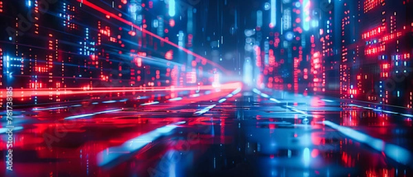 Obraz City Lights at Night, Urban Speed and Dynamic Movement, The Pulse of Modern Life in Motion