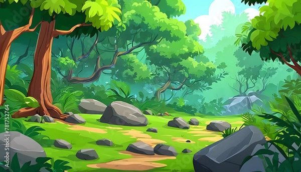 Fototapeta Forest cartoon background image