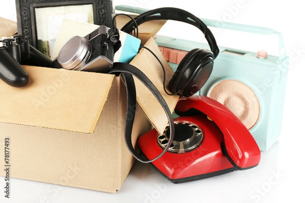 Fototapeta Box of unwanted stuff close up