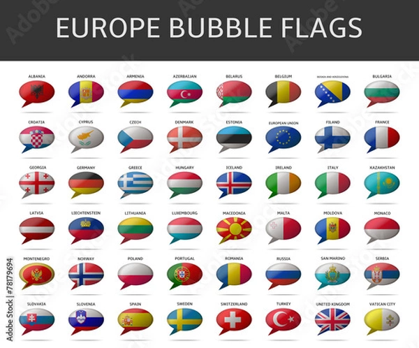 Obraz europe bubble flags vector