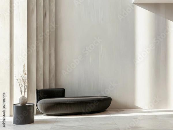 Fototapeta Modern minimalist interior design composition with a sofa and wall panels