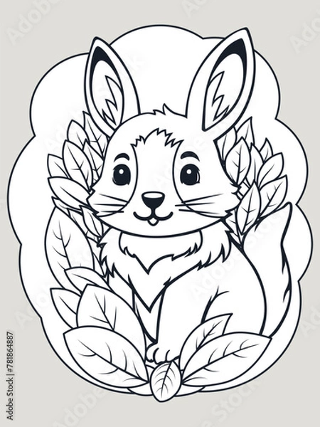 Obraz vector coloring book with  cartoon animal sitting in the leaves