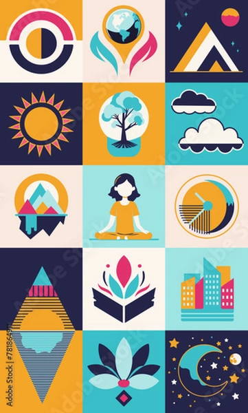 Fototapeta Background with the concept of mental health and planet preservation