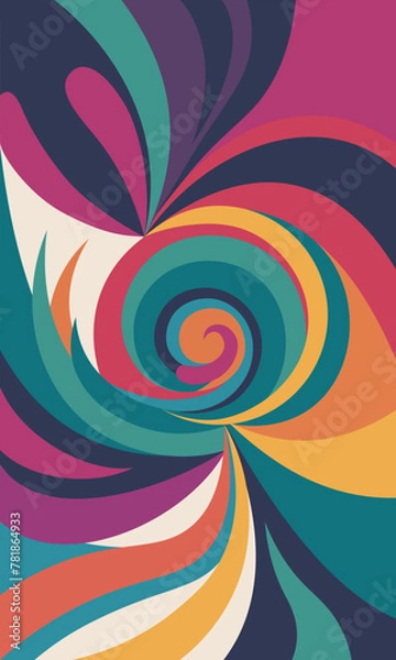 Fototapeta A colorful abstract background with swirls and waves