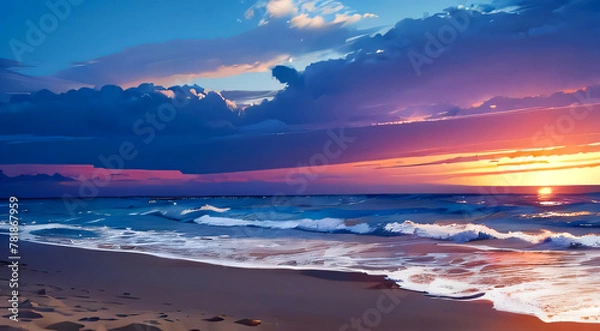 Obraz 海　朝焼け、夕焼け、夜明け、日の出