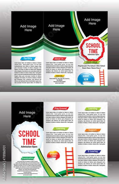Obraz tri fold school brochure template