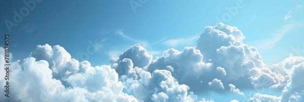 Obraz Vibrant Blue Sky Adorned with Fluffy White Clouds