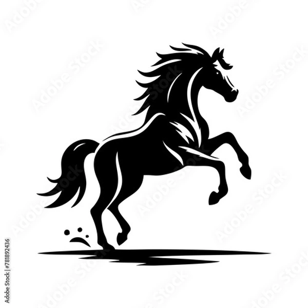Obraz Horse logo vector. Standing stallion vector logo. black and white horse logo design