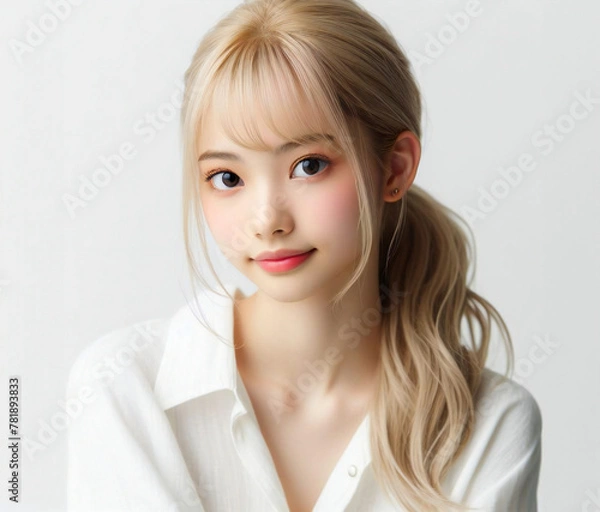 Fototapeta 白いブラウスの美少女
