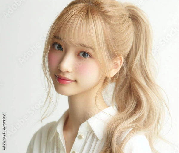 Fototapeta 白いブラウスの美少女
