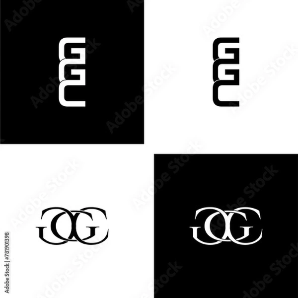 Fototapeta ggc lettering initial monogram logo design set