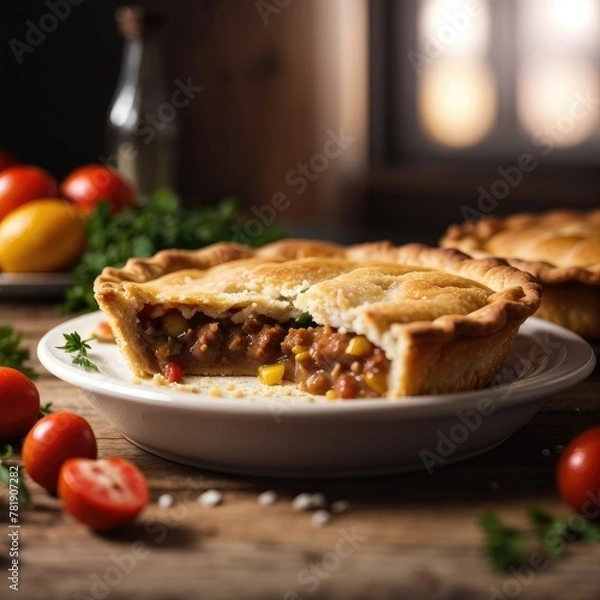 Fototapeta Meat pie on the table