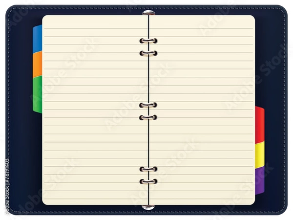 Fototapeta Open personal organizer, isolated. Vector illustration