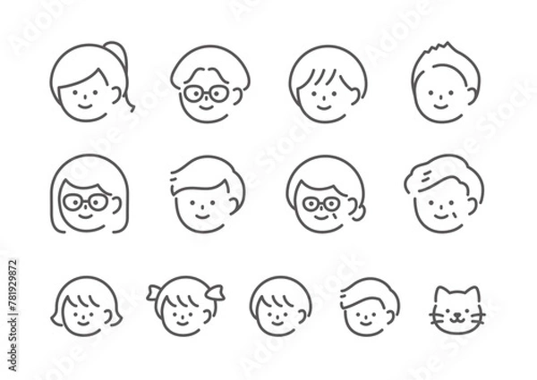 Fototapeta 人物表情　老若男女　シンプルイラスト