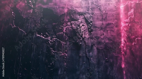 Fototapeta Grunge background with dark purple and pink. Rough surface with cracks and scratches.