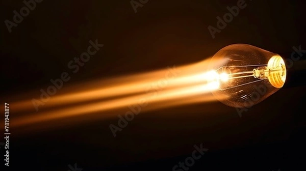 Fototapeta ðŸ’¡ ðŸ’¡ ðŸ’¡ Light bulb on a dark background with glowing light trails.