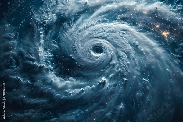 Fototapeta Majestic Cyclone from Space: Nature's Swirling Symphony. Concept Space Photography, Cyclones, Natural Phenomena, Astronomical Wonders, Majestic Landscapes