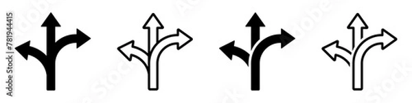 Fototapeta Choice vector icons set. Alternate route line and filled flat vector symbols