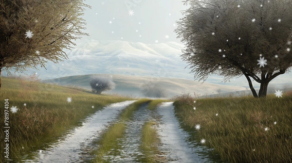 Obraz driving through the snow