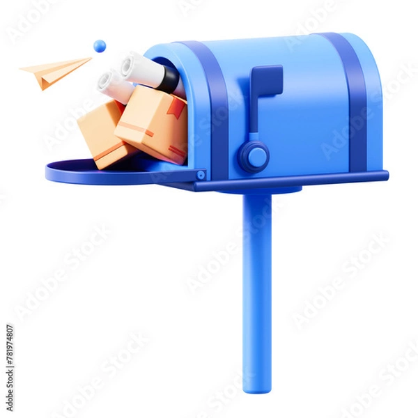 Fototapeta 3D Rendered Mailbox Overflowing with Parcels and Mail