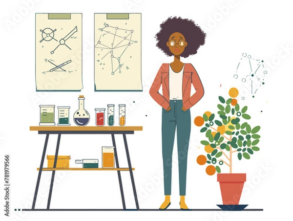 Fototapeta Animated Teacher Foster Scientific Love: A passionate educator inspires students with innovative teaching methods and a love of learning in an animated style.