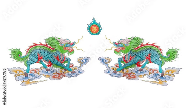 Obraz Painted of colorful Chinese dragons